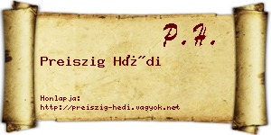 Preiszig Hédi névjegykártya